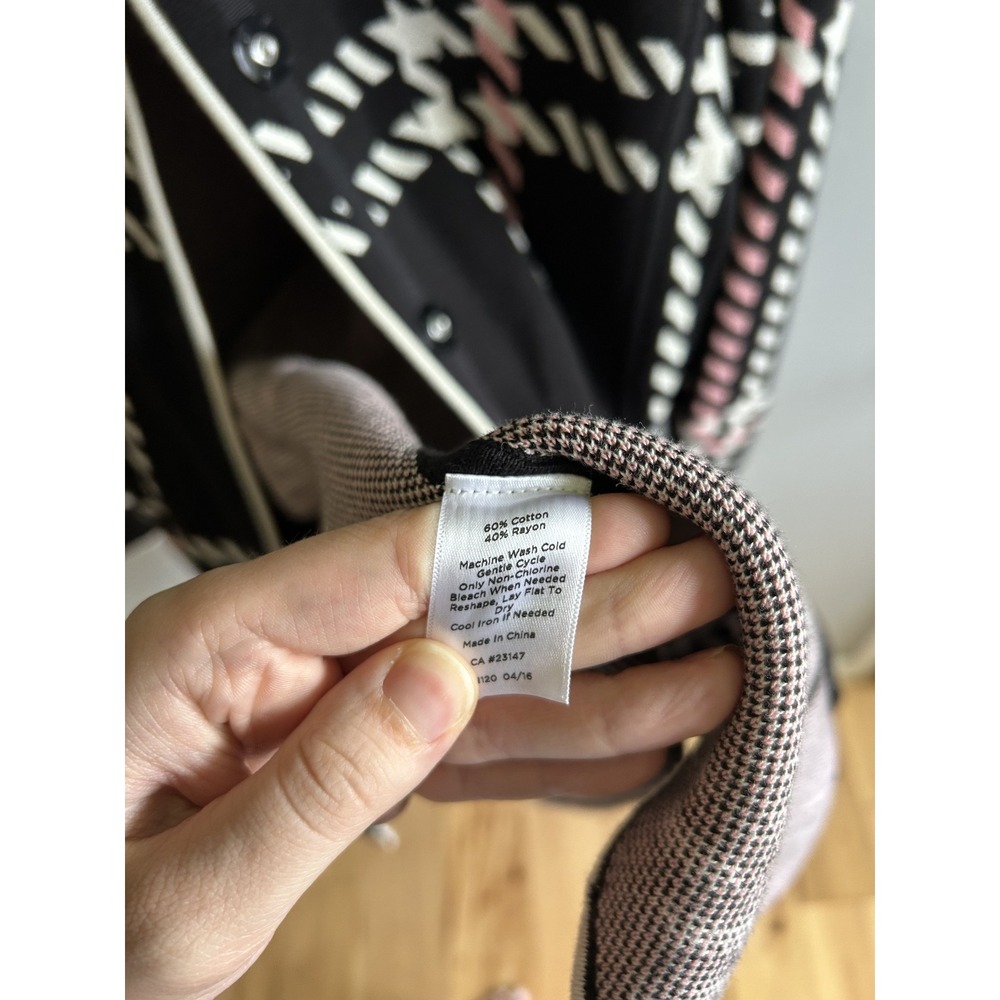 Talbots Womens Black Pink Plaid Longline Cardigan Sweater Button Front Small - Picture 4 of 4